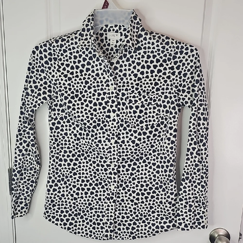 J. Crew Black‎ and White Leopard Print Button-Down Shirt Size XS